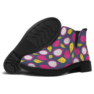 Purple Pitaya Pattern Print Flat Ankle Boots