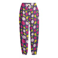 Purple Pitaya Pattern Print Fleece Lined Knit Pants