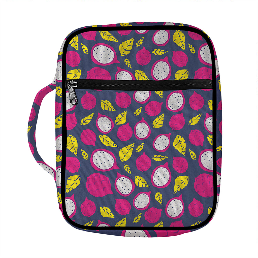 Purple Pitaya Pattern Print Front Pocket Bible Bag