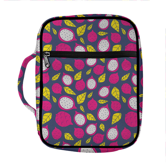 Purple Pitaya Pattern Print Front Pocket Bible Bag