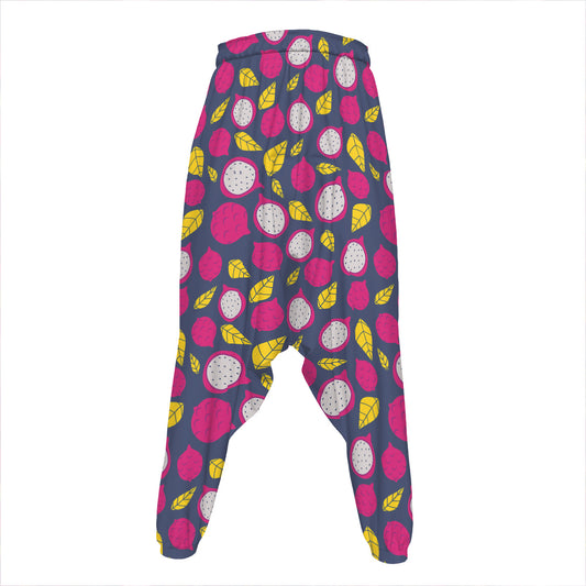 Purple Pitaya Pattern Print Hammer Pants
