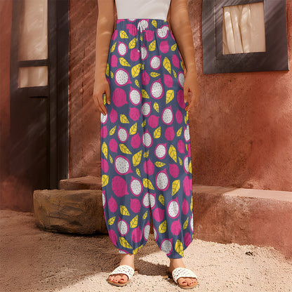 Purple Pitaya Pattern Print Harem Pants