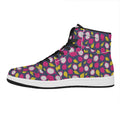 Purple Pitaya Pattern Print High Top Leather Sneakers