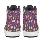 Purple Pitaya Pattern Print High Top Leather Sneakers