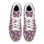 Purple Pitaya Pattern Print High Top Leather Sneakers