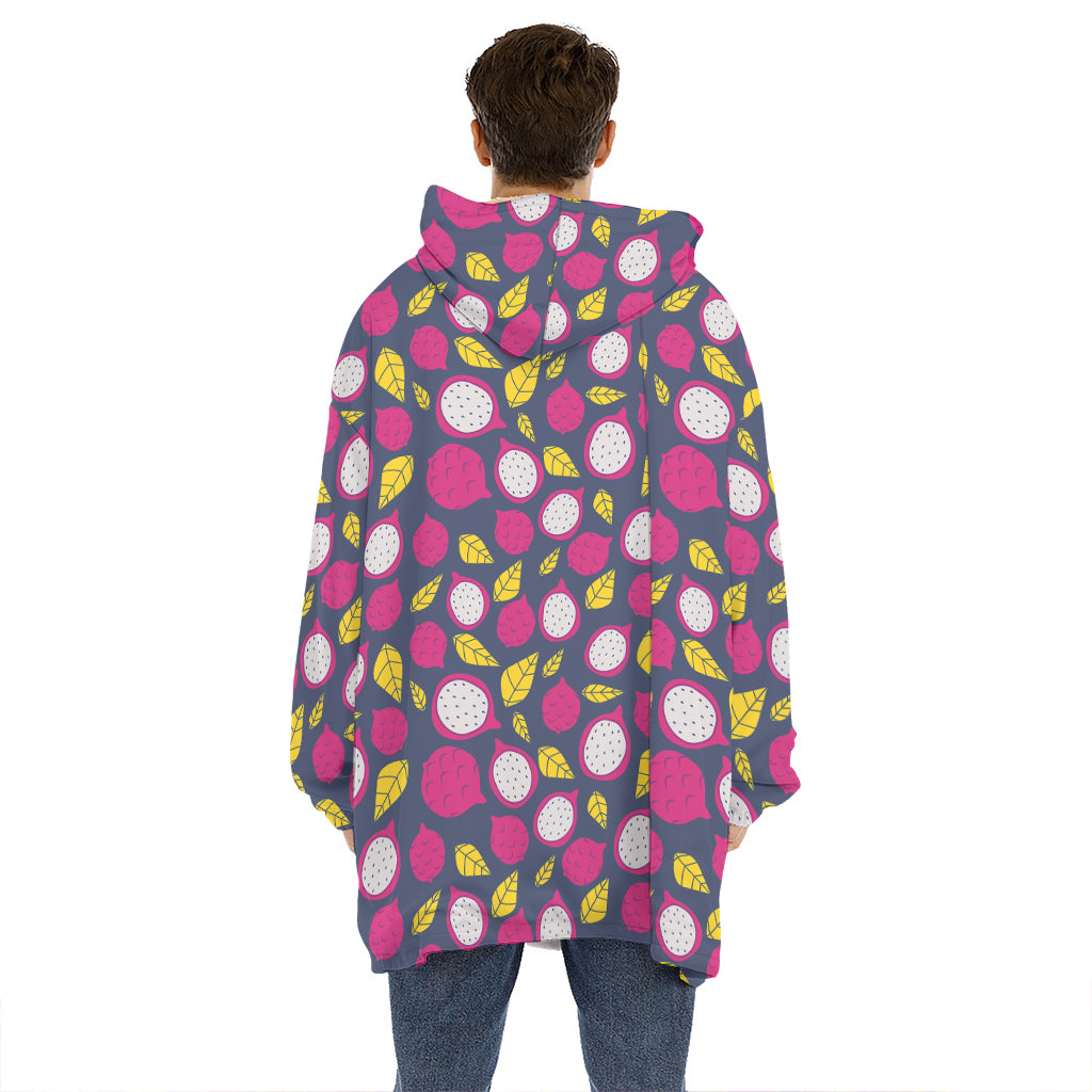 Purple Pitaya Pattern Print Hoodie Blanket