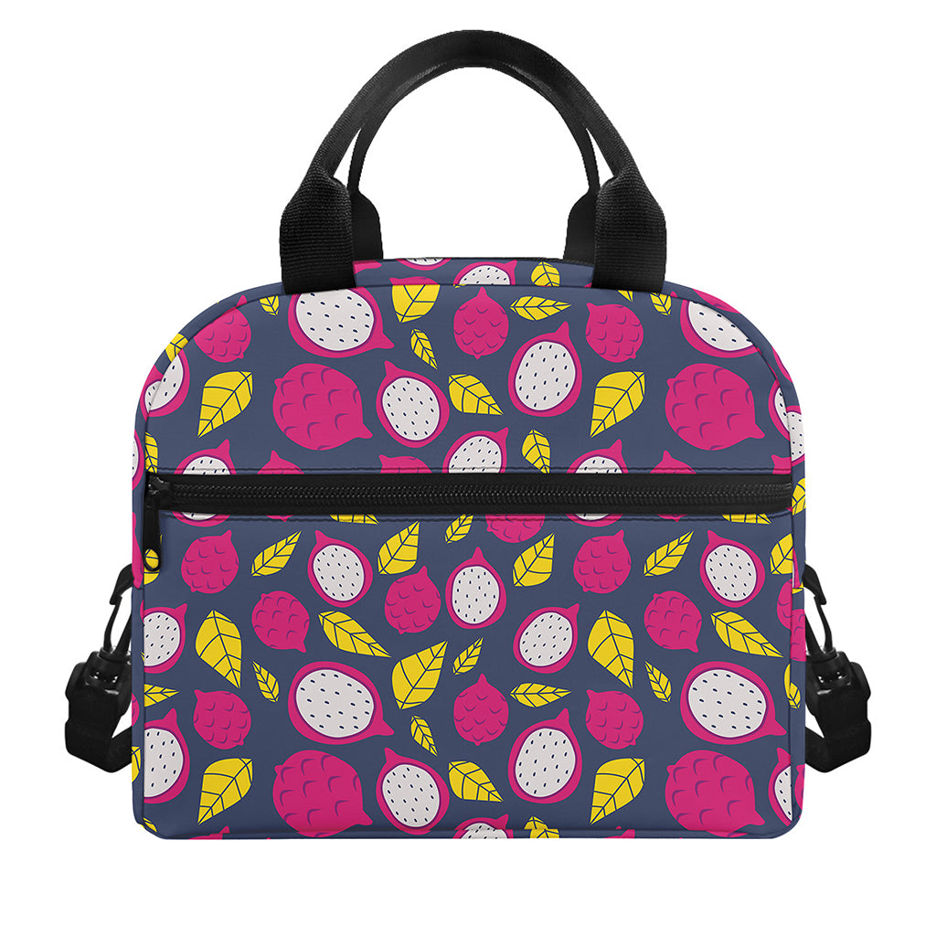 Purple Pitaya Pattern Print Insulated Lunch Bag