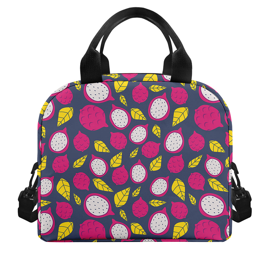 Purple Pitaya Pattern Print Insulated Lunch Bag