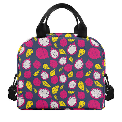 Purple Pitaya Pattern Print Insulated Lunch Bag