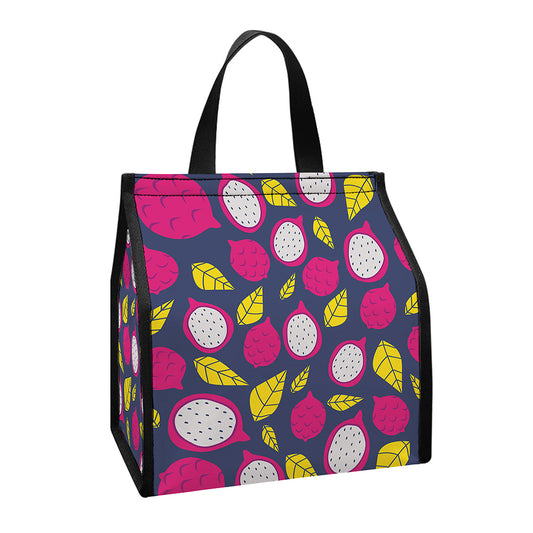 Purple Pitaya Pattern Print Insulated Lunch Tote