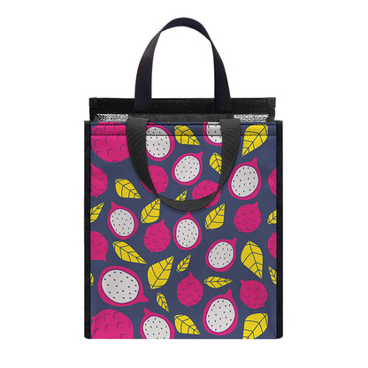 Purple Pitaya Pattern Print Insulated Lunch Tote