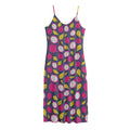 Purple Pitaya Pattern Print Jersey Midi Cami Dress