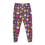 Purple Pitaya Pattern Print Jogger Pants