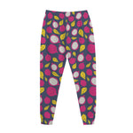Purple Pitaya Pattern Print Jogger Pants