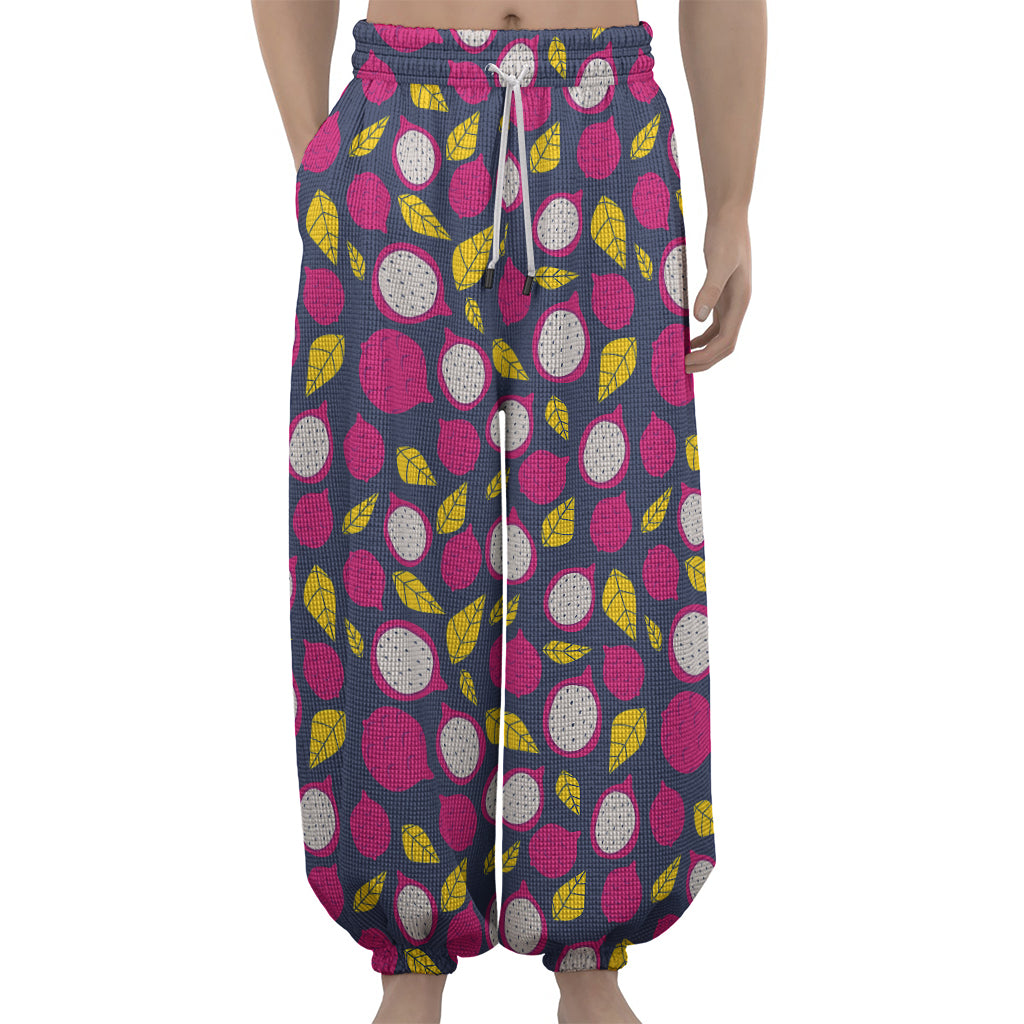 Purple Pitaya Pattern Print Lantern Pants