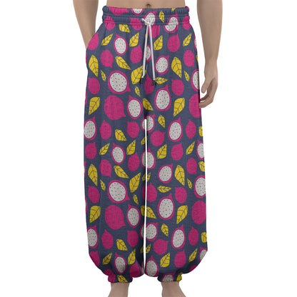 Purple Pitaya Pattern Print Lantern Pants