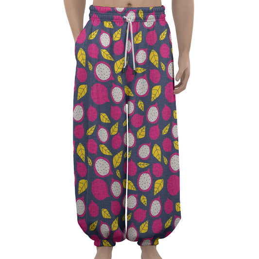 Purple Pitaya Pattern Print Lantern Pants