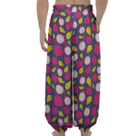 Purple Pitaya Pattern Print Lantern Pants
