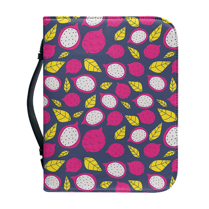 Purple Pitaya Pattern Print Leather Bible Cover