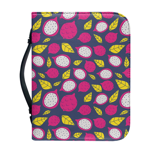 Purple Pitaya Pattern Print Leather Bible Cover