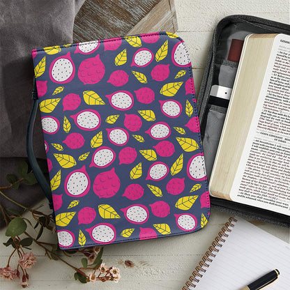 Purple Pitaya Pattern Print Leather Bible Cover