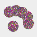 Purple Pitaya Pattern Print Leather Coaster Set