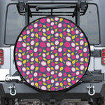 Purple Pitaya Pattern Print Leather Spare Tire Cover