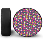 Purple Pitaya Pattern Print Leather Spare Tire Cover