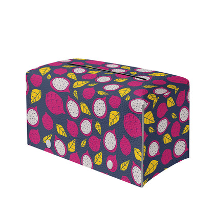 Purple Pitaya Pattern Print Leather Tissue Box Cover