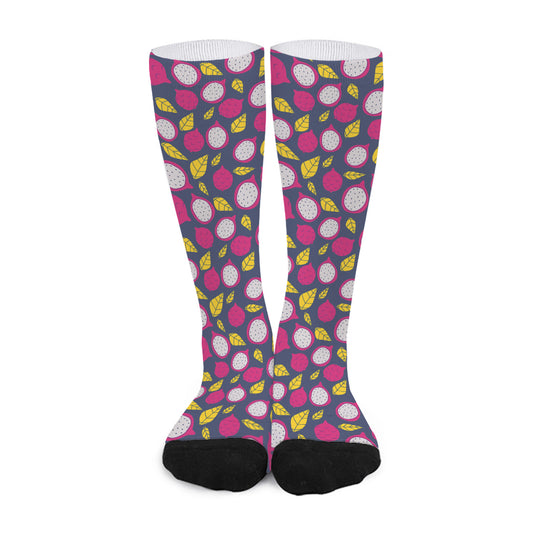 Purple Pitaya Pattern Print Long Socks