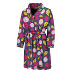 Purple Pitaya Pattern Print Men's Bathrobe