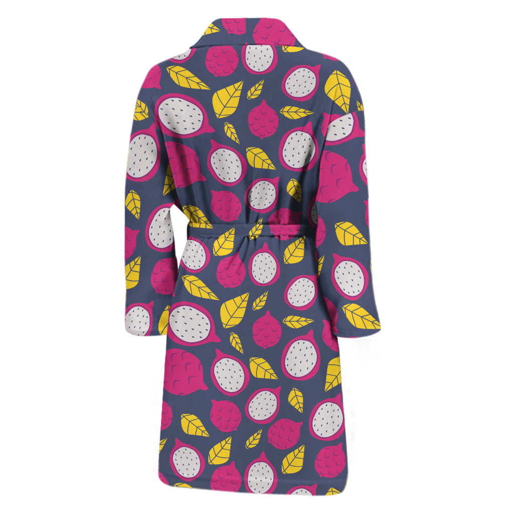 Purple Pitaya Pattern Print Men's Bathrobe