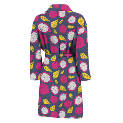 Purple Pitaya Pattern Print Men's Bathrobe