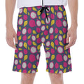 Purple Pitaya Pattern Print Men's Beach Shorts