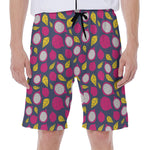 Purple Pitaya Pattern Print Men's Beach Shorts