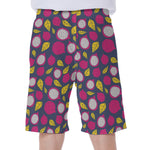 Purple Pitaya Pattern Print Men's Beach Shorts