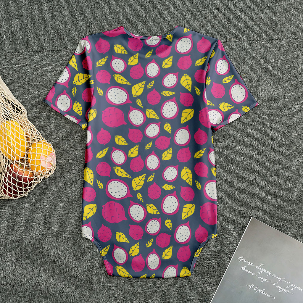 Purple Pitaya Pattern Print Men's Bodysuit