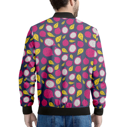 Purple Pitaya Pattern Print Men's Bomber Jacket