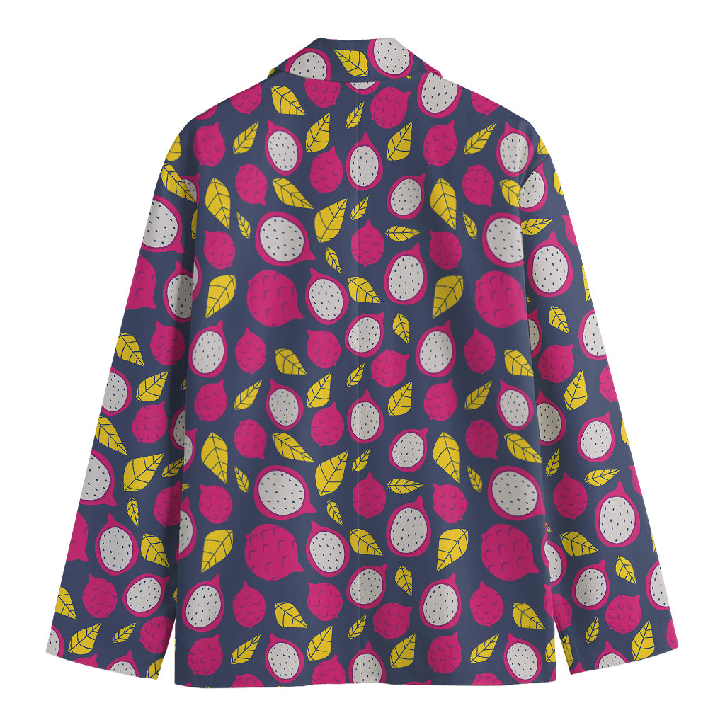 Purple Pitaya Pattern Print Men's Cotton Blazer