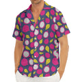 Purple Pitaya Pattern Print Men's Deep V-Neck Shirt