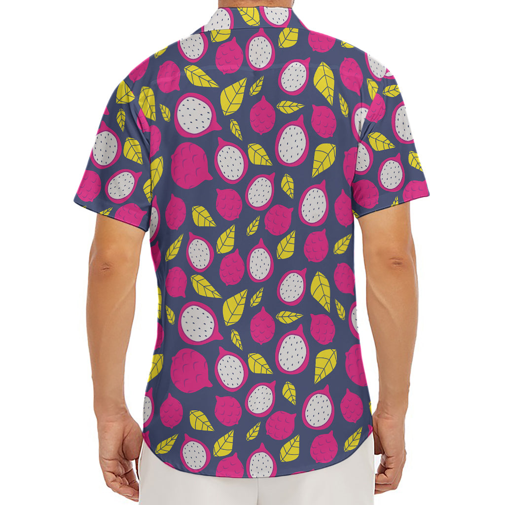 Purple Pitaya Pattern Print Men's Deep V-Neck Shirt