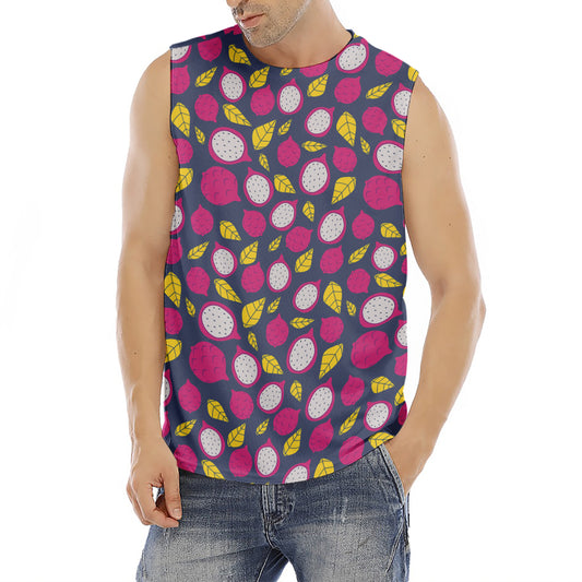 Purple Pitaya Pattern Print Men's Fitness Tank Top