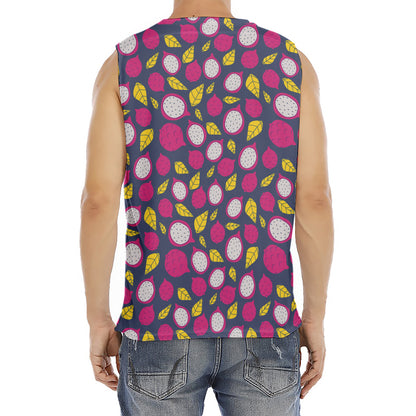 Purple Pitaya Pattern Print Men's Fitness Tank Top