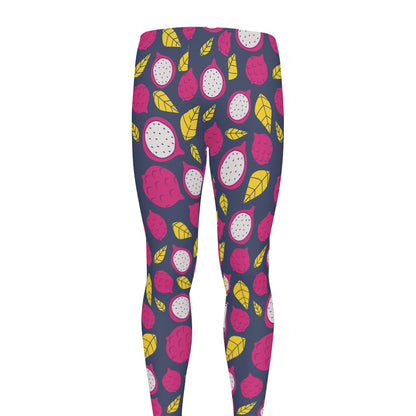 Purple Pitaya Pattern Print Men's leggings
