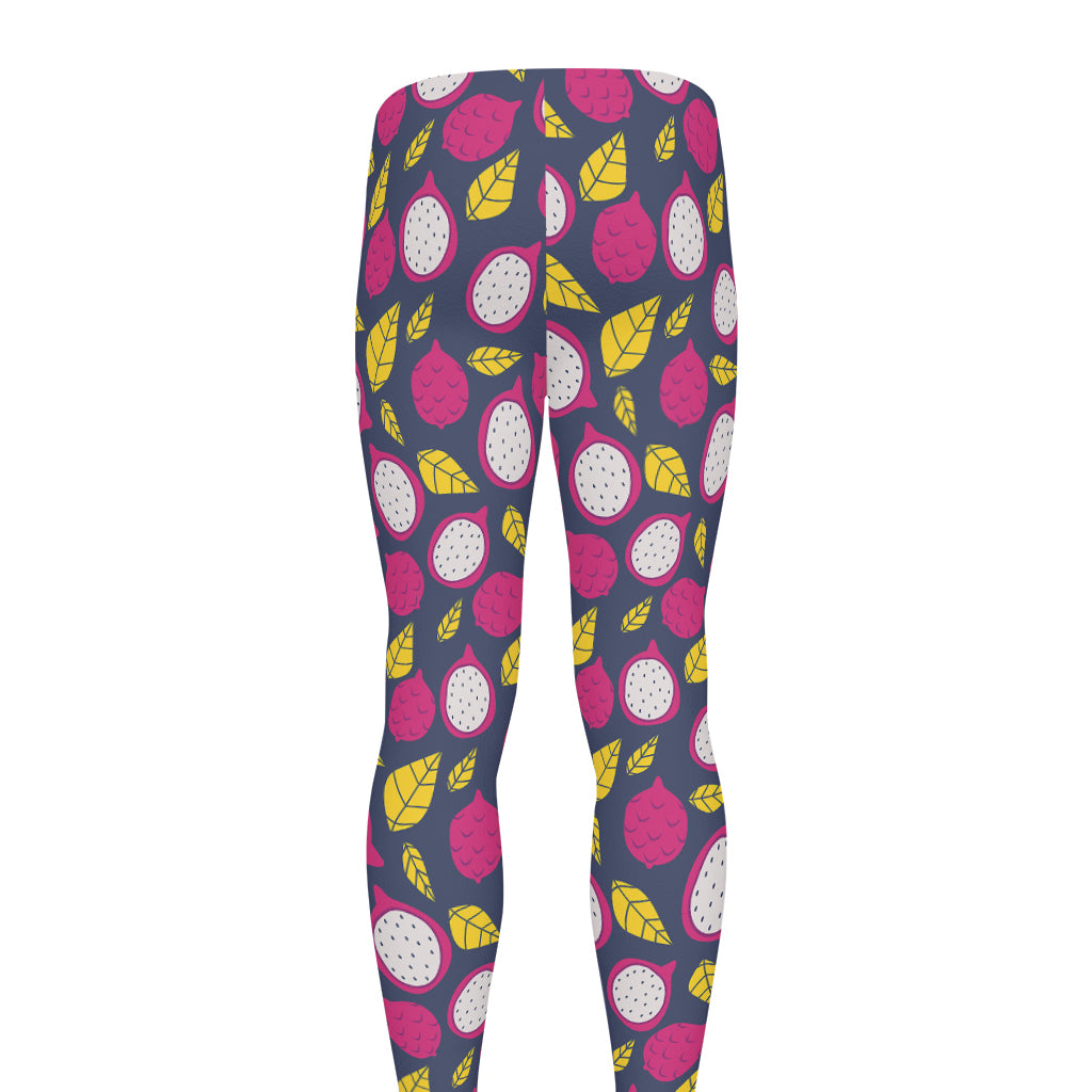 Purple Pitaya Pattern Print Men's leggings