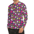 Purple Pitaya Pattern Print Men's Long Sleeve Rash Guard
