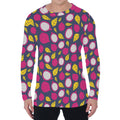 Purple Pitaya Pattern Print Men's Long Sleeve T-Shirt