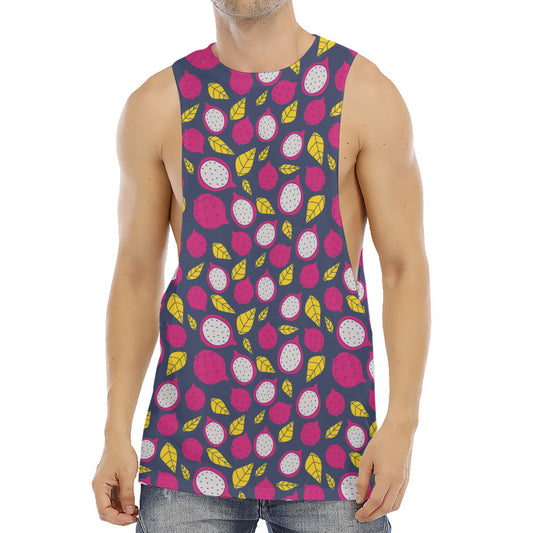 Purple Pitaya Pattern Print Men's Muscle Tank Top
