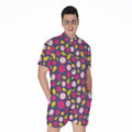 Purple Pitaya Pattern Print Men's Romper