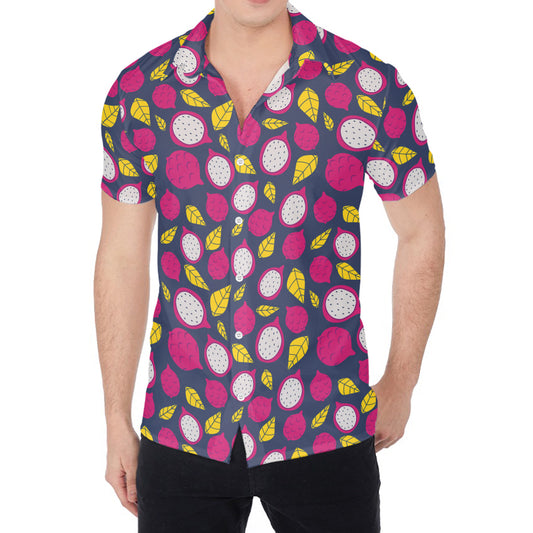 Purple Pitaya Pattern Print Men's Shirt